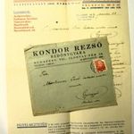 Kondor Rezső redőnygyára Budapest Ilosvay-tér – boríték és számla 1937 (P_400). fotó