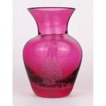 1P760 Fújt csiszolt rózsaszín üveg váza Schossberger kastély Tura 1883 fotó