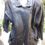 Valódi Bőr fekete béléses zsebes Jó fazonú kabát 44-46 Szép termék fotó