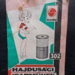HAJDUSÁGI IPARMŰVEK Hajdu 302 tárcsás mosógép használatiutasítás + Gelka lista + számla fotó
