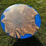 Kék korallsügér – Tömörfa Epoxy Műgyanta Dohányzóasztal 87×3, 3 fotó