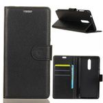 Telefontok álló, bőr hatású (flip, oldalra nyíló, asztali tartó funkció, prémium) Fekete [Nokia 5.1] fotó