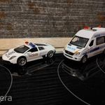 Police rendőrautók villog szirénázik mindkét fém autómodell Lamborghini Mercedes fotó