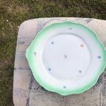 Régi Hollóházi zöld virágos porcelán tányér kínáló fotó