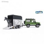 Bruder Land Rover Defender lószállítóval és lóval (02592) fotó