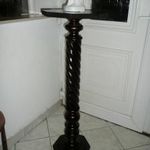 Magas, ritka antik faragott szecessziós posztamens / szobortartó / virágállvány sötét barna színben fotó