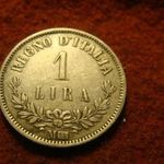 Olasz ezüst 1 lira 1863 MBN fotó