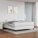 fehér műbőr rugós ágy matraccal 160 x 200 cm fotó