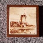 Holland csempekép, jelzett kézzel festett, Zandweg szélmalom 1 Ft-ért! fotó