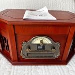 Vintage fonográf, bakelit, radio, USB CD kazetta lejátszó multimedia fotó