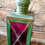 Antik régi lámpás vas lámpa piros üveggel 1 FORINTRÓL! fotó