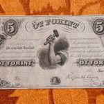 1852 -es hajtatlan Emigrációs Kossuth ezüst 5 Forint Szabadságharcos bankó "E" sorozatszám (L1247) fotó
