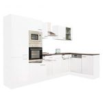 Yorki 370 sarok konyhablokk fehér korpusz, selyemfényű fehér fronttal polcos szekrénnyel fotó