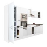 Yorki 370 konyhablokk fehér korpusz, selyemfényű fehér fronttal alulfagyasztós hűtős szekrénnyel fotó