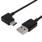 Adatátvitel adatkábel (USB Type-C 3.1, 100 cm hosszú, 90 fokos/derékszög) FEKETE fotó