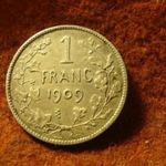 Belgium ezüst 1 franc 1909 II.Lipót, szép fotó
