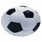BAMBINO 2139 kör mosható szőnyeg - foci gyerekeknek csúszásgátló - fekete / fehér, kerék 80 cm fotó