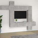 9 részes betonszürke szerelt fa TV-szekrényszett fotó