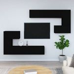 Fekete falra szerelhető szerelt fa TV-szekrény fotó