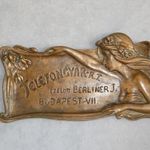 Régi bronz névjegy tartó tálka szecessziós bronz tálka telefongyár rt reklám tálka 1910 körül fotó