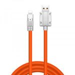 JKX folyékony szilikon töltő kábel, Lightning/USB csatlakozó, 3A gyorstöltés, 1 méter, narancssárga fotó