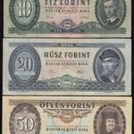 Kádár címeres forint bankjegy sor 10-20-50-100-500-1000 forint 1962-1989 (VG-F) fotó
