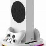 iPega XBS012S, Xbox Series S, RGB, Akkumulátoros, 1400 mAh, Dual, Fehér kontroller töltőállomás - Ip fotó