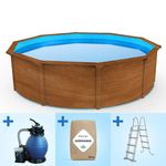 Pontaqua Family Pool Kit Wood ovális fémfalas családi medence szett 490 x 360 x 120 cm fotó