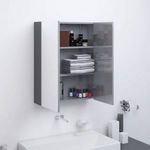 fényes szürke MDF tükrös fürdőszobaszekrény 60 x 15 x 75 cm fotó