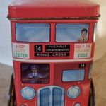 Vidd el! Retro fém lemezáru emeletes London busz ritka kerekeken guruló doboz fotó