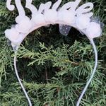 Leánybúcsú lánybúcsú BRIDE csillámos feliratos Habrózsás fejpánt FEHÉR fotó