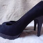 Fekete csillogós sarkú körömcipő platform cipő 41-es fotó