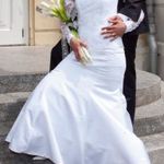 Menyasszonyi ruha francia csipke fűzővel és fátyollal S méret fotó