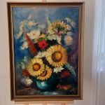 (K) Gyönyörű virágcsendélet festmény 61x82 cm kerettel fotó