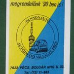 Kártyanaptár, XIV.sz. Pannonautó autójavító, Pécs, Ikarus 250 busz gyár, grafikai rajzos, 1990 , A, fotó