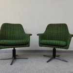 Retro fotel pár 2 darab zöld kárpitos forgó fotel szék bútor 5482 fotó