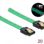 DeLock SATA 6 Gb/s Cable UV glow effect 20cm Green 82017 Kiegészítő, Kellék Kábel fotó