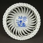 1S006 Kék virágos Herendi porcelán fonott kosár fotó
