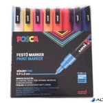 Dekormarker készlet, 0, 9-1, 3 mm, UNI 'Posca PC-3M', 16 különböző szín fotó