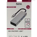 Hama USB HUB - 200107 (USB-C 4in1, 2xUSB 3.1, 1xUSB-C, 1xHDMI, szürke) fotó