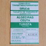 Spanyol hajó jegy komp beszálló kártya 1983 Algeciras-Ceuta észak-afrikai enklávé fotó