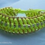 Divat selyem zsinór karkötő zöld-arany AZONNAL fotó