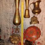 Indiai, jelzett, és "sima" sárgaréz dekorációk egyben fotó