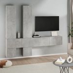 betonszürke falra szerelhető szerelt fa TV-szekrény fotó