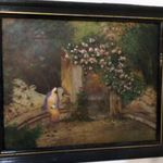 Rippl-Rónai József, Hölgy a rózsakertben, gyönyörű antik festmény, 1 forintról, minimálár nélkül! fotó
