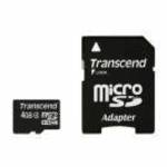 Transcend 4GB MicroSDHC Class 4 memóriakártya + adapter fotó