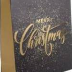 Karácsonyi ajándéktáska 14x11x5cm, kicsi, fekete, Merry Christmas felirattal - Egyéb fotó