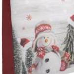 Karácsonyi ajándéktáska 23x18x10cm, közepes, szürke-piros, hóember sapkában, sállal - Egyéb fotó