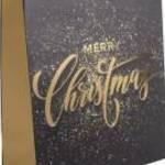 Karácsonyi ajándéktáska 23x18x10cm, közepes, fekete, Merry Christmas felirattal - Egyéb fotó