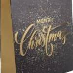 Karácsonyi ajándéktáska 32x26x12cm, nagy, fekete, Merry Christmas felirattal - Egyéb fotó
